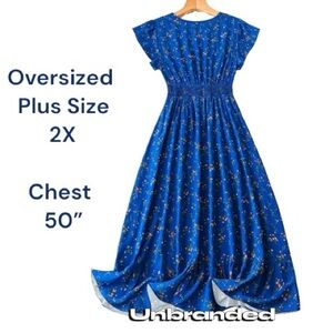 Floral Maxi Dress Blue and Pink Women’s Plus Size 2X